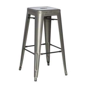 Chintaly Galvanized Steel Counter Stool In Gun Metal Set of 4 - All