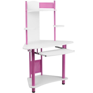 Flash Furniture Pink Corner Computer Desk w/ Hutch Nan-jn-2705-pk-gg - All