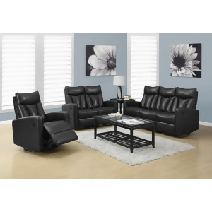 Monarch Specialties Reclining Sofa Black Bonded Leather - All