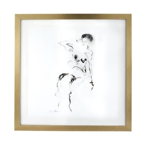Charcoal And Ink Nude With Gold Leaf Frame - All
