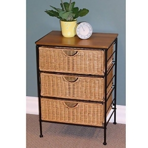 4D Concepts Farmington 3 Drawer Check With Wood Top In Maize Weave - All