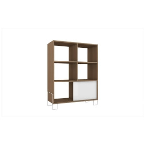 Manhattan Comfort Boden Mid-High Side Stand In Oak and White - All