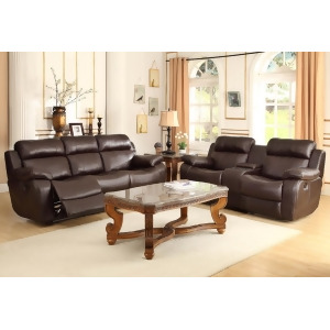 Homelegance Marille 5 Piece Reclining Living Room Set in Brown Leather - All