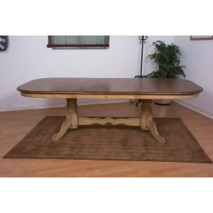 Sunset Trading Brookmont Double Pedestal Extension Table in Wheat with Pecan Top - All