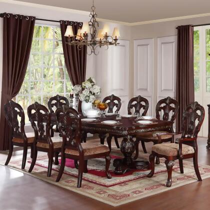 Homelegance Deryn Park 9 Piece Double Pedestal Dining Room Set in Cherry 