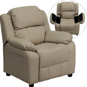 Flash Furniture Deluxe Heavily Padded Contemporary Beige Vinyl Kids Recliner w/ - All