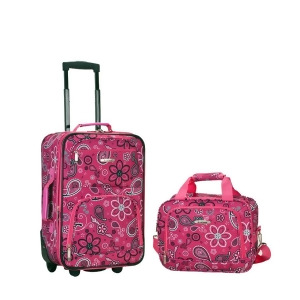 Rockland Pink Bandana 2 Piece Luggage Set - All