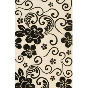 Noble House Floral Collection Rug in White / Black - All