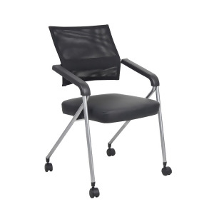 Boss Chairs Boss Black Mesh Training Chair w/ Pewter Frame / Pack of 2 - All