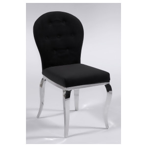 Chintaly Teresa Transitional Oval Back Side Chair In Black Microfiber Set of 2 - All