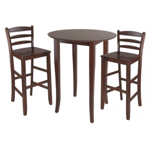 Winsome Wood Fiona 3 Piece High Round Table w/ Ladder Back Stool - All