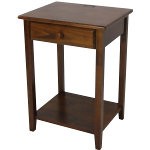 Yu Shan Night Owl Night Stand with Usb Port In Warm Brown - All