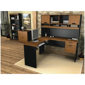 Bestar Innova L-shaped Workstation Kit With Accessories In Tuscany Brown Black - All