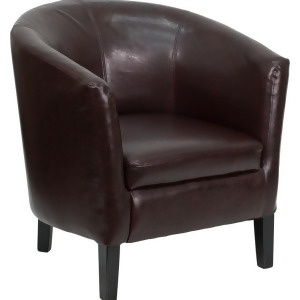 Flash Furniture Brown Leather Barrel Shaped Guest Chair Go-s-11-bn-barrel-gg - All