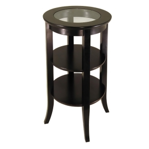 Winsome Wood Genoa Accent Table w/ Inset Glass Two Shelves in Dark Espresso - All