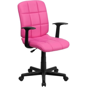Flash Furniture Mid-Back Pink Quilted Vinyl Task Chair w/ Nylon Arms Go-1691-1 - All