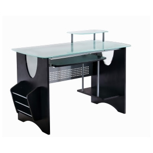 Techni Mobili Glass-Top Home Office Desk in Espresso - All