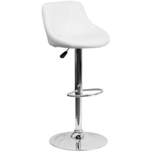 Flash Furniture Contemporary White Vinyl Bucket Seat Adjustable Height Bar Stool - All