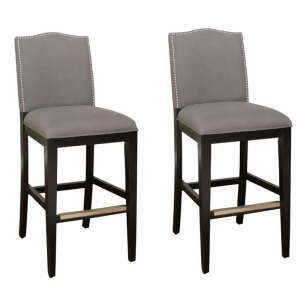 American Heritage Chase Stool in Black w/ Smoke Linen Upholstery Set of 2 - All