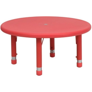 Flash Furniture 33 Inch Round Height Adjustable Red Plastic Activity Table Yu- - All