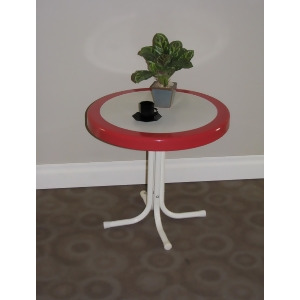 4D Concepts Metal Retro Round Table in Red Coral White Metal - All