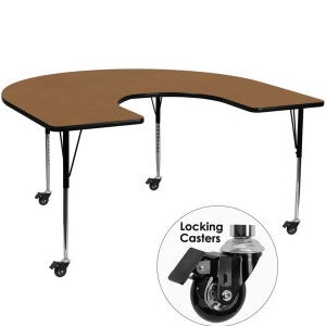 Flash Furniture Mobile 60 X 66 Horseshoe Activity Table With Oak Thermal Fused - All