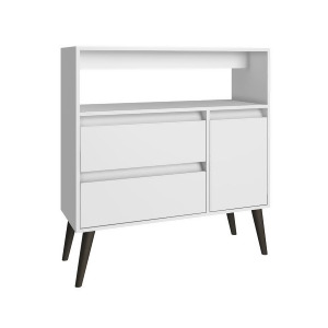 Manhattan Comfort Gota High Side Table In White and Grey Feet - All