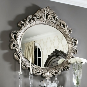 American Drew Jessica McClintock Silver Veil Oval Mirror - All