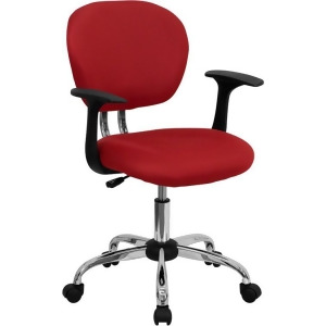 Flash Furniture Mid-Back Red Mesh Task Chair w/ Arms Chrome Base H-2376-f-re - All