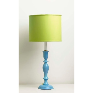 Yessica's Collection Blue Color Block Lamp With Green Drum Shade - All
