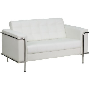 Flash Furniture Hercules Lesley Series Contemporary White Leather Loveseat w/ En - All