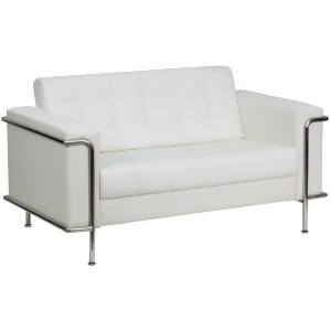Flash Furniture Hercules Lesley Series Contemporary White Leather Loveseat w/ En - All