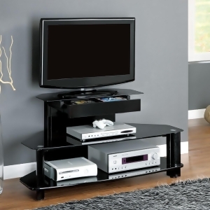 Monarch Specialties I 2000 Glossy Black Wood / Metal 48 Inch Tv Console - All