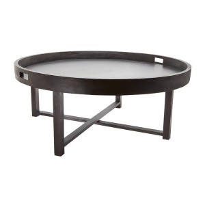Round Black Teak Coffee Table Tray - All