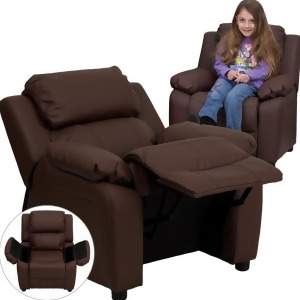 Flash Furniture Deluxe Heavily Padded Contemporary Brown Leather Kids Recliner w - All