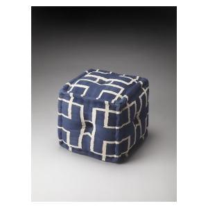 Butler Accent Seating Berkeley Pouffe In Blue Cotton - All