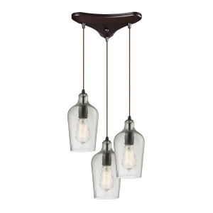 Elk Lighting Hammered Glass Collection 3 Light Chandelier In Oil Rubbed Bronze I - All