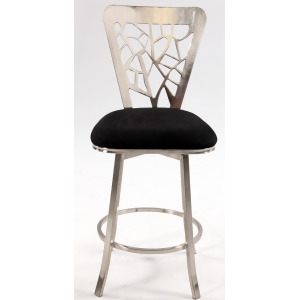 Chintaly 0413 Laser Cut Back Memory Swivel Stool In Black - All