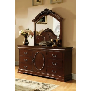 Furniture of America Baroque Inspired Dresser and Mirror Set In Brown Cherry - All