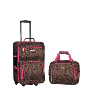 Rockland Pink Leopard 2 Piece Luggage Set - All