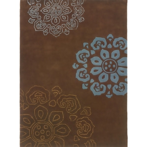 Linon Trio Rug In Chocolate And Blue 1.10 x 2.10 - All