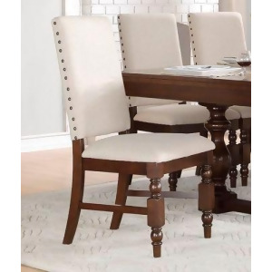Homelegance Yates Side Chair Linen In Neutral Fabric / Burnished Dark Oak Set - All