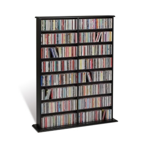 Prepac Black Double Media Tower Holds 650 CDs - All
