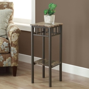 Monarch Specialties 3044 Plant Stand in Bronze Cappuccino Marble - All