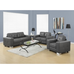 Monarch Specialties Love Seat Charcoal Grey Bonded Leather - All