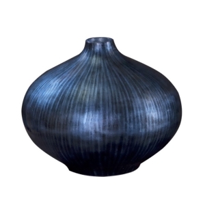 Howard Elliott 22077L Arctic Blue Lacquered Wood Large Vase w/ Black Brushed Acc - All