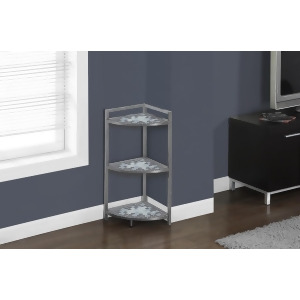 Monarch Specialties Grey Blue Tile Top Hammered Silver Corner Etagere I 3146 - All