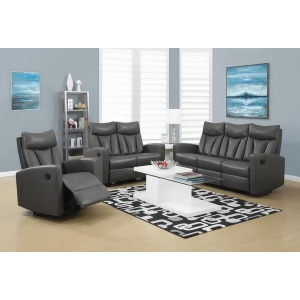 Monarch Specialties Reclining Sofa Charcoal Grey Bonded Leather - All