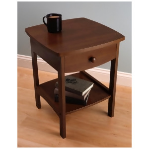 Winsome Wood Curved End Table/Nightstand w/ One Drawer - All