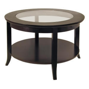 Winsome Wood Genoa Coffee Table w/ Glass Inset Shelf in Dark Espresso - All
